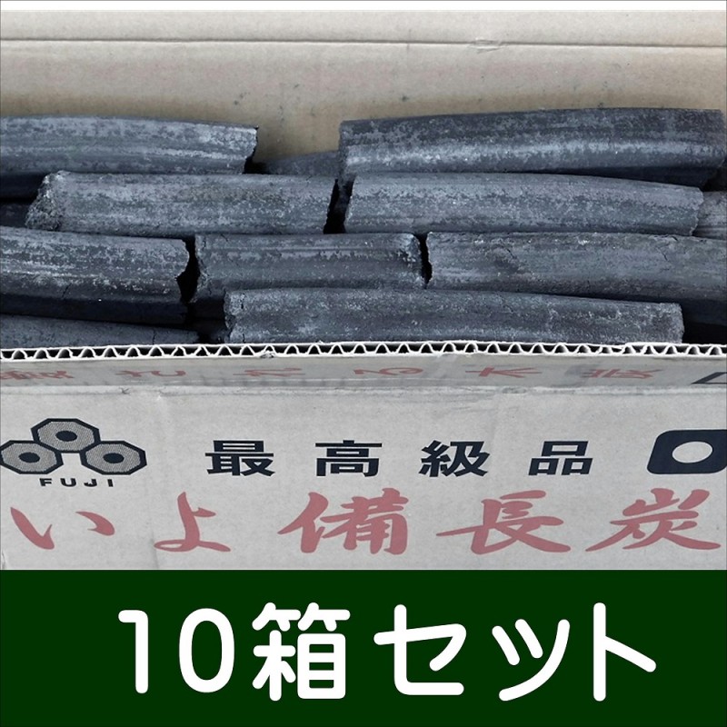 富士炭化工業 国産 オガ備長炭 最高級いよ備長炭10kg 10箱セット